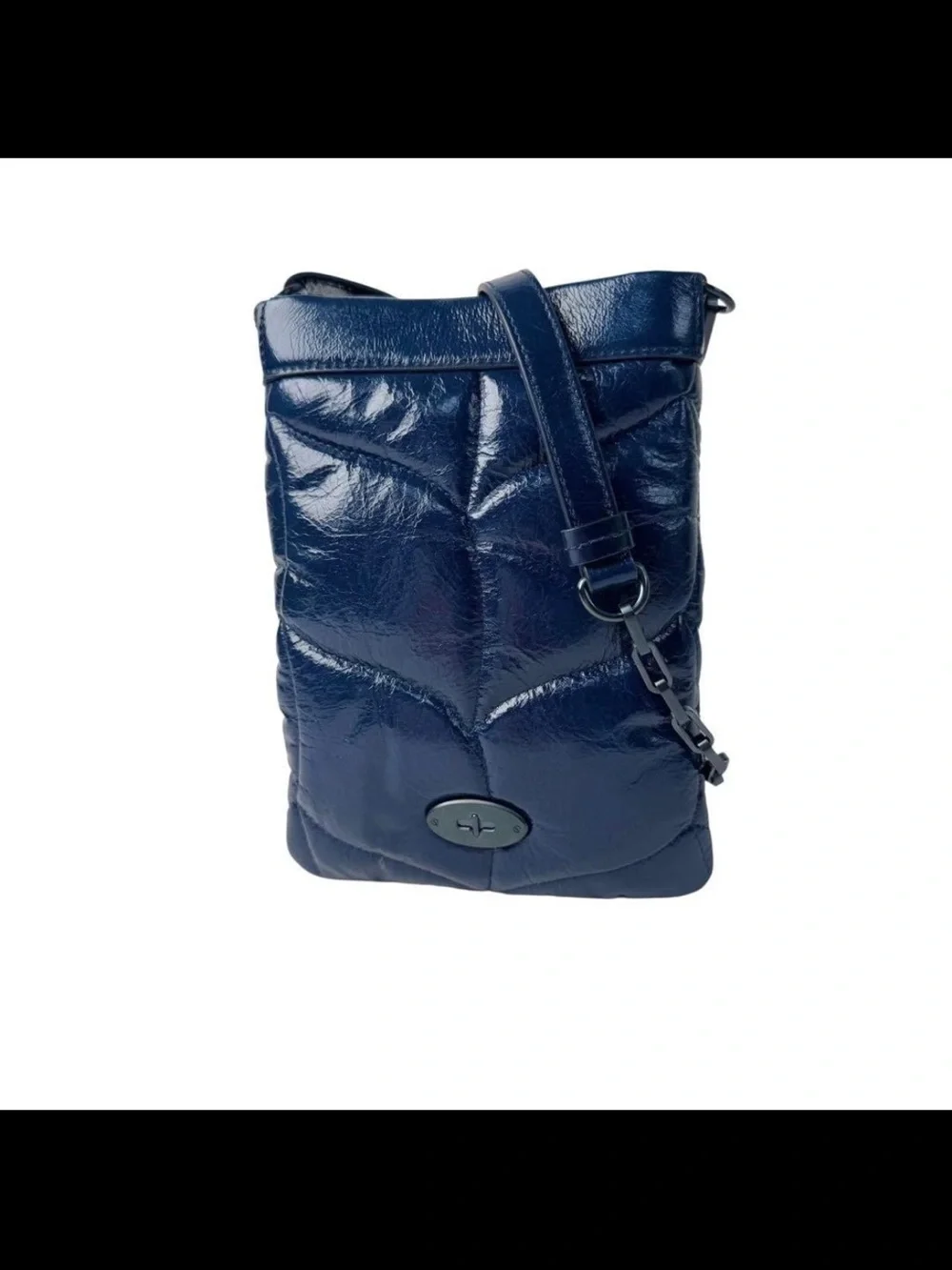 Mulberry Patent Quilted Crossbody in Navy